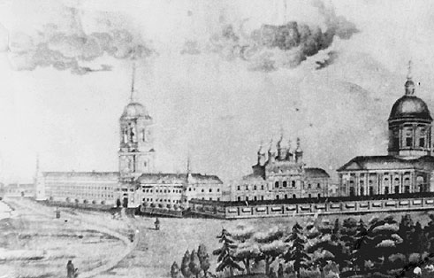 Панорама Николо-Радовицкого монастыря. Старинная гравюра