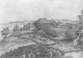 Село Михайловское. Литография неизвестного художника. 1837.