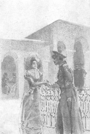 Мери и Грушницкий. Илл. М. А. Врубеля. Черная акварель. 1890—91.