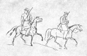 Два всадника, едущие шагом. Перо, чернила. 1832—34.