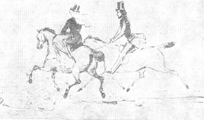 Всадник и всадница. Карандаш. 1841.