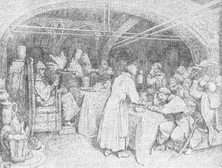 Пир у царя. Илл. В. Г. Шварца. Тушь, перо. 1862.