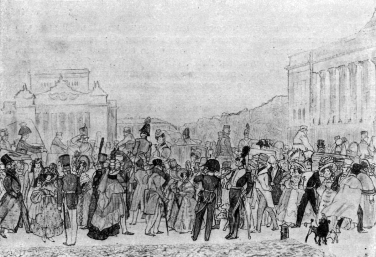 ИЛЛЮСТРАЦИЯ К «НЕВСКОМУ ПРОСПЕКТУ» ГОГОЛЯ. Рисунок Д. Н. Кардовского, 1904 г.
