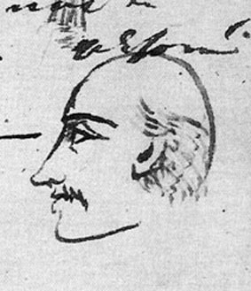Бенкендорф А. Х. Рисунок на листе с черновиками стихотворений «Бесы» и «Стрекотунья белобока»