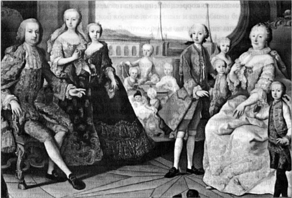 Королева Мария-Терезия и император Франц-Стефан с детьми